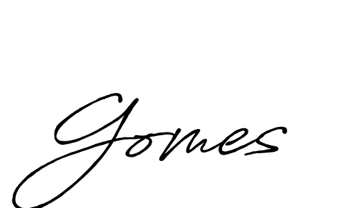 Use a signature maker to create a handwritten signature online. With this signature software, you can design (Antro_Vectra_Bolder) your own signature for name Gomes. Gomes signature style 7 images and pictures png