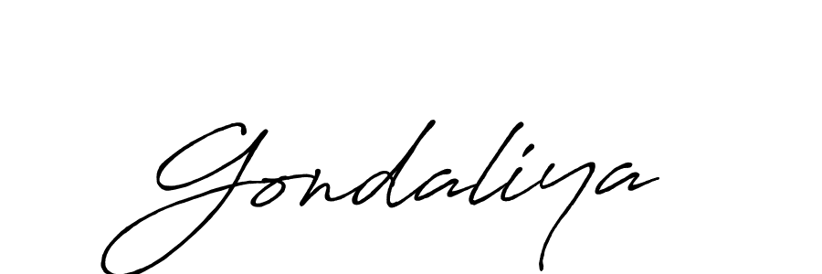 Create a beautiful signature design for name Gondaliya. With this signature (Antro_Vectra_Bolder) fonts, you can make a handwritten signature for free. Gondaliya signature style 7 images and pictures png
