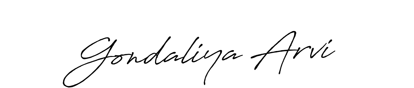 How to make Gondaliya Arvi name signature. Use Antro_Vectra_Bolder style for creating short signs online. This is the latest handwritten sign. Gondaliya Arvi signature style 7 images and pictures png