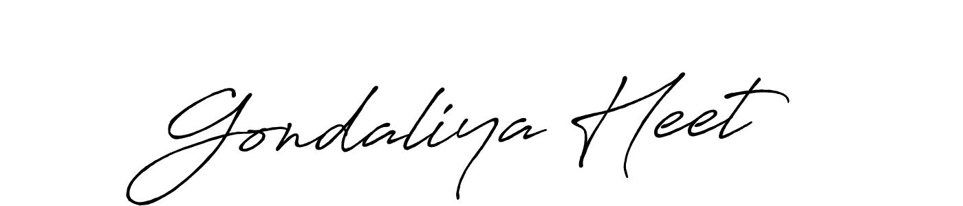 How to make Gondaliya Heet name signature. Use Antro_Vectra_Bolder style for creating short signs online. This is the latest handwritten sign. Gondaliya Heet signature style 7 images and pictures png
