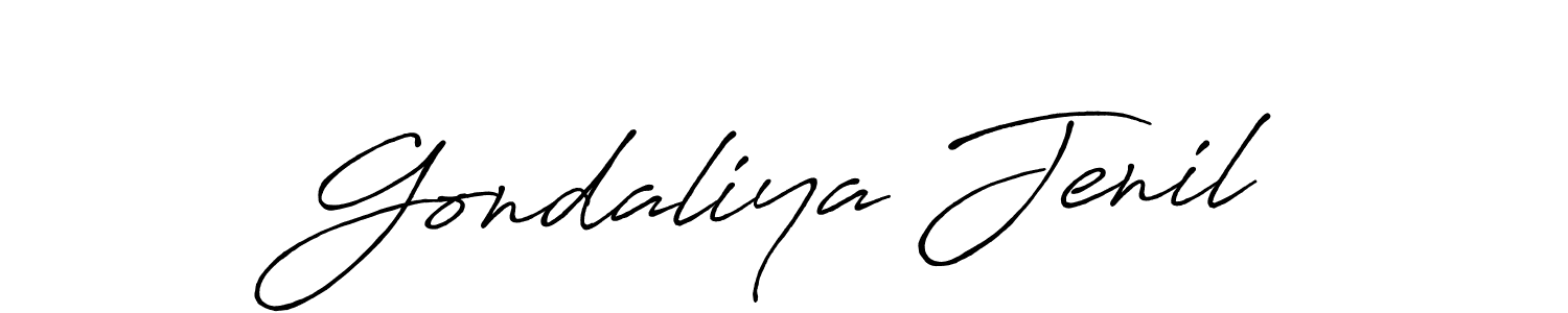 Create a beautiful signature design for name Gondaliya Jenil. With this signature (Antro_Vectra_Bolder) fonts, you can make a handwritten signature for free. Gondaliya Jenil signature style 7 images and pictures png