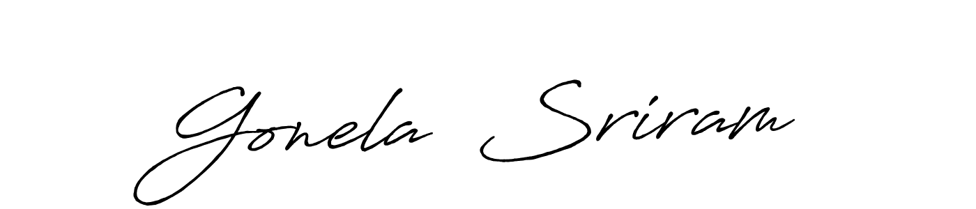 How to make Gonela  Sriram name signature. Use Antro_Vectra_Bolder style for creating short signs online. This is the latest handwritten sign. Gonela  Sriram signature style 7 images and pictures png