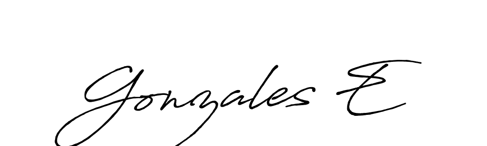 Similarly Antro_Vectra_Bolder is the best handwritten signature design. Signature creator online .You can use it as an online autograph creator for name Gonzales E. Gonzales E signature style 7 images and pictures png