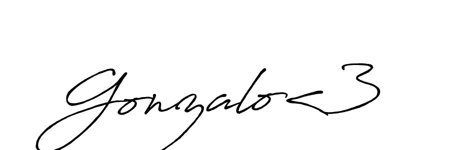 How to make Gonzalo<3 name signature. Use Antro_Vectra_Bolder style for creating short signs online. This is the latest handwritten sign. Gonzalo<3 signature style 7 images and pictures png