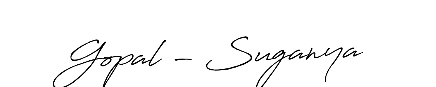 Create a beautiful signature design for name Gopal - Suganya. With this signature (Antro_Vectra_Bolder) fonts, you can make a handwritten signature for free. Gopal - Suganya signature style 7 images and pictures png