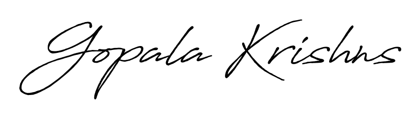 A sleek calligraphic signature for name Gopala Krishns utilizing Antro_Vectra_Bolder styling. Great for adding personal signatures to photos and art. Gopala Krishns signature style 7 images and pictures png