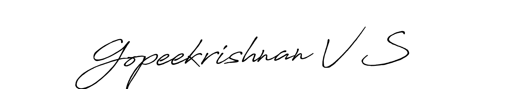 Use a signature maker to create a handwritten signature online. With this signature software, you can design (Antro_Vectra_Bolder) your own signature for name Gopeekrishnan V S. Gopeekrishnan V S signature style 7 images and pictures png