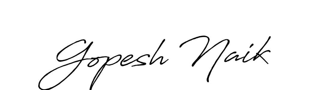 How to make Gopesh Naik name signature. Use Antro_Vectra_Bolder style for creating short signs online. This is the latest handwritten sign. Gopesh Naik signature style 7 images and pictures png