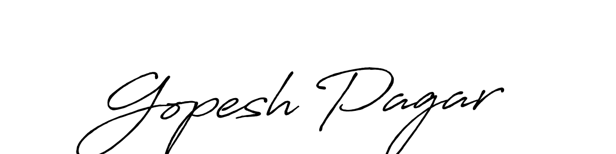 This is the best signature style for the Gopesh Pagar name. Also you like these signature font (Antro_Vectra_Bolder). Mix name signature. Gopesh Pagar signature style 7 images and pictures png