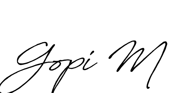 The best way (Antro_Vectra_Bolder) to make a short signature is to pick only two or three words in your name. The name Gopi M include a total of six letters. For converting this name. Gopi M signature style 7 images and pictures png