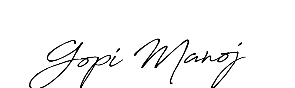 Gopi Manoj stylish signature style. Best Handwritten Sign (Antro_Vectra_Bolder) for my name. Handwritten Signature Collection Ideas for my name Gopi Manoj. Gopi Manoj signature style 7 images and pictures png