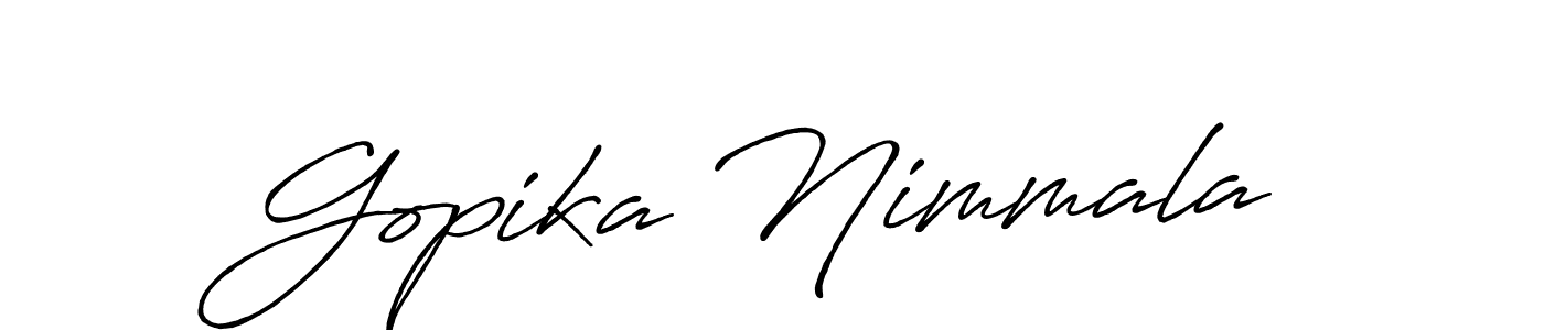 Antro_Vectra_Bolder is a professional signature style that is perfect for those who want to add a touch of class to their signature. It is also a great choice for those who want to make their signature more unique. Get Gopika Nimmala name to fancy signature for free. Gopika Nimmala signature style 7 images and pictures png