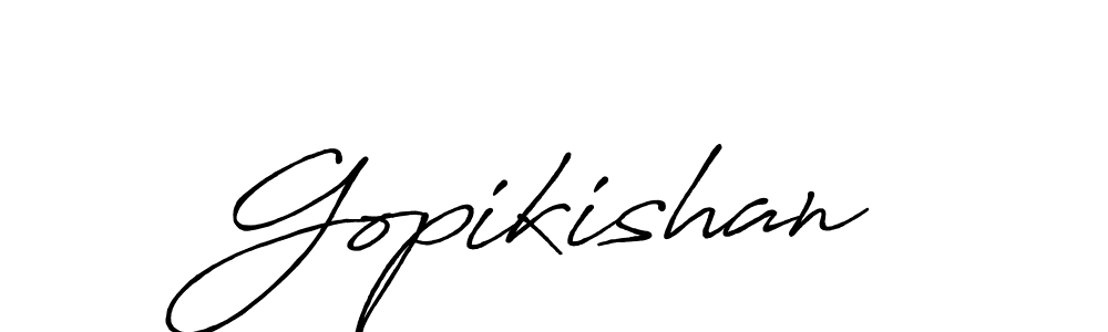 Use a signature maker to create a handwritten signature online. With this signature software, you can design (Antro_Vectra_Bolder) your own signature for name Gopikishan. Gopikishan signature style 7 images and pictures png