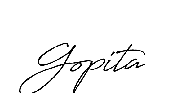 How to make Gopita signature? Antro_Vectra_Bolder is a professional autograph style. Create handwritten signature for Gopita name. Gopita signature style 7 images and pictures png