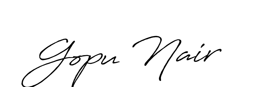 Make a beautiful signature design for name Gopu Nair. With this signature (Antro_Vectra_Bolder) style, you can create a handwritten signature for free. Gopu Nair signature style 7 images and pictures png