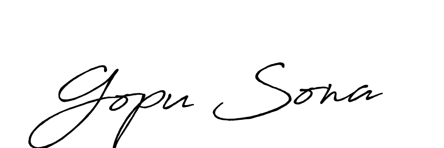 You should practise on your own different ways (Antro_Vectra_Bolder) to write your name (Gopu Sona) in signature. don't let someone else do it for you. Gopu Sona signature style 7 images and pictures png