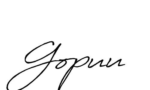 How to make Gopuu name signature. Use Antro_Vectra_Bolder style for creating short signs online. This is the latest handwritten sign. Gopuu signature style 7 images and pictures png