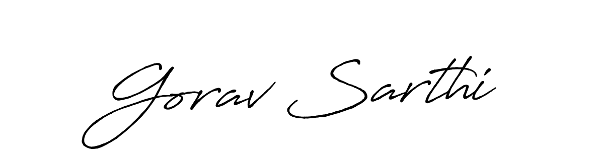 Create a beautiful signature design for name Gorav Sarthi. With this signature (Antro_Vectra_Bolder) fonts, you can make a handwritten signature for free. Gorav Sarthi signature style 7 images and pictures png