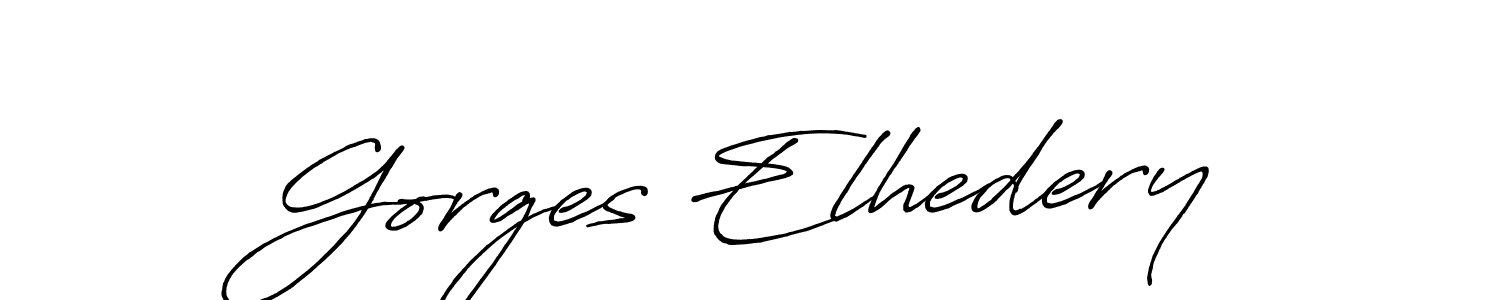 How to make Gorges Elhedery name signature. Use Antro_Vectra_Bolder style for creating short signs online. This is the latest handwritten sign. Gorges Elhedery signature style 7 images and pictures png