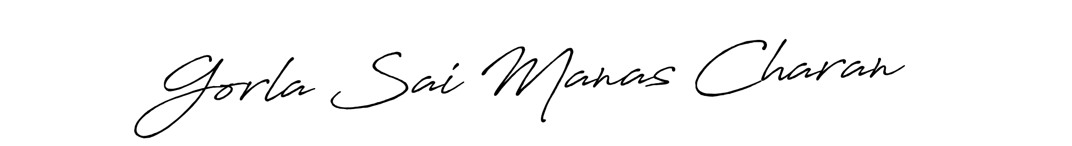 This is the best signature style for the Gorla Sai Manas Charan name. Also you like these signature font (Antro_Vectra_Bolder). Mix name signature. Gorla Sai Manas Charan signature style 7 images and pictures png