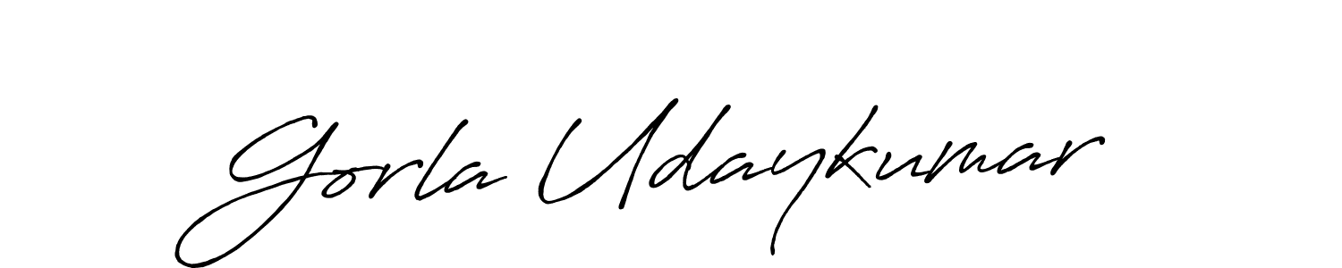 How to make Gorla Udaykumar name signature. Use Antro_Vectra_Bolder style for creating short signs online. This is the latest handwritten sign. Gorla Udaykumar signature style 7 images and pictures png
