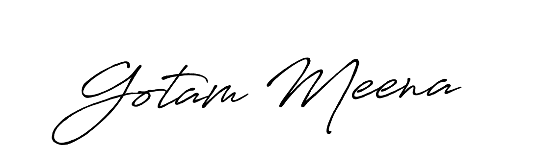 How to make Gotam Meena name signature. Use Antro_Vectra_Bolder style for creating short signs online. This is the latest handwritten sign. Gotam Meena signature style 7 images and pictures png
