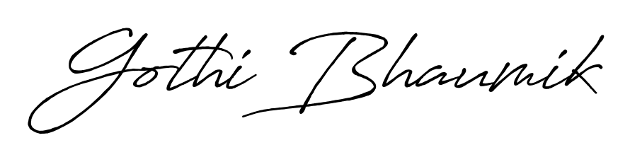 Master the art of signing with Gothi Bhaumik written in fluent Antro_Vectra_Bolder script. A great template to practice and refine your handwriting. Gothi Bhaumik signature style 7 images and pictures png
