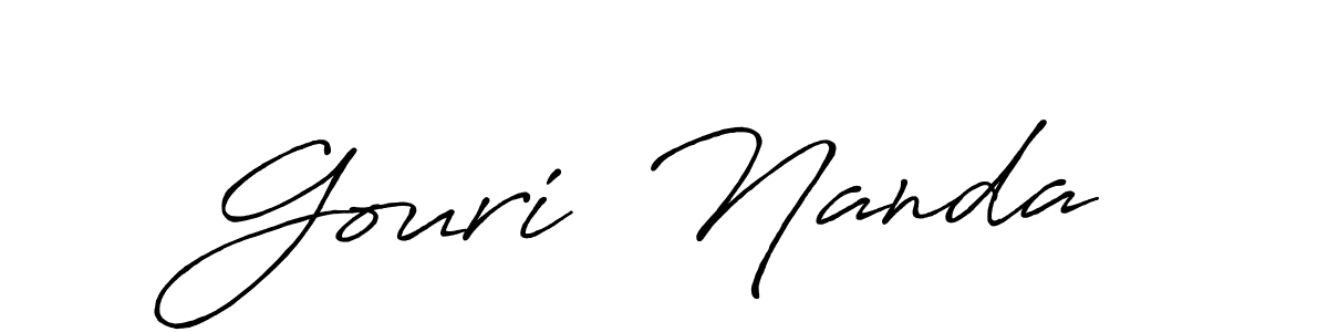 The best way (Antro_Vectra_Bolder) to make a short signature is to pick only two or three words in your name. The name Gouri  Nanda include a total of six letters. For converting this name. Gouri  Nanda signature style 7 images and pictures png