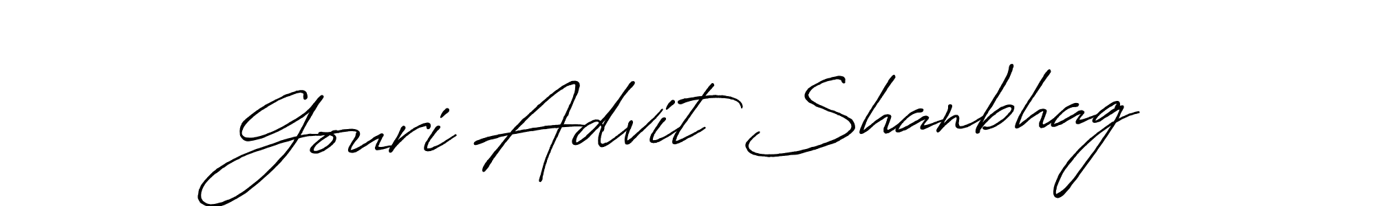 The best way (Antro_Vectra_Bolder) to make a short signature is to pick only two or three words in your name. The name Gouri Advit Shanbhag include a total of six letters. For converting this name. Gouri Advit Shanbhag signature style 7 images and pictures png