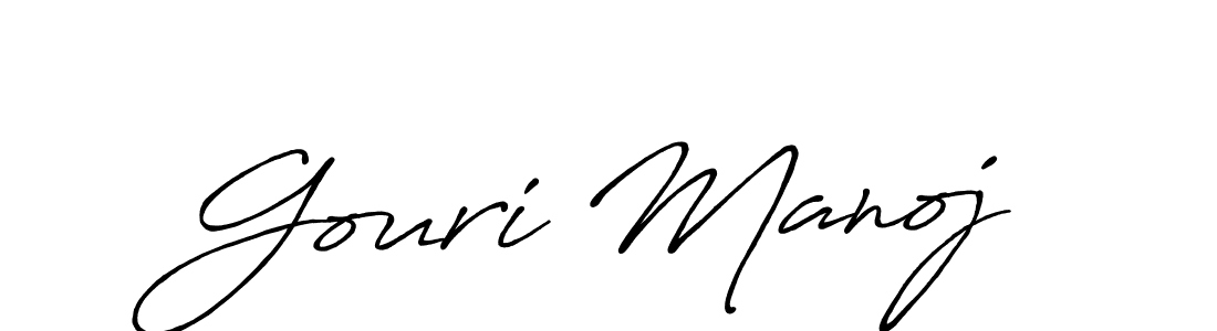 Gouri Manoj stylish signature style. Best Handwritten Sign (Antro_Vectra_Bolder) for my name. Handwritten Signature Collection Ideas for my name Gouri Manoj. Gouri Manoj signature style 7 images and pictures png