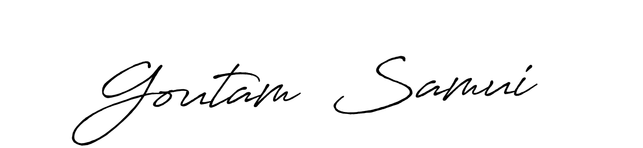 How to make Goutam  Samui name signature. Use Antro_Vectra_Bolder style for creating short signs online. This is the latest handwritten sign. Goutam  Samui signature style 7 images and pictures png