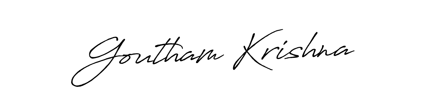 Make a beautiful signature design for name Goutham Krishna. With this signature (Antro_Vectra_Bolder) style, you can create a handwritten signature for free. Goutham Krishna signature style 7 images and pictures png
