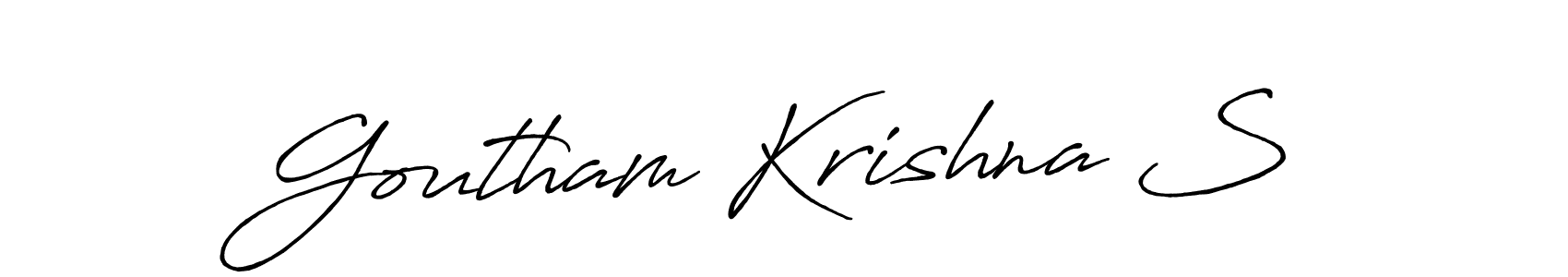 How to make Goutham Krishna S name signature. Use Antro_Vectra_Bolder style for creating short signs online. This is the latest handwritten sign. Goutham Krishna S signature style 7 images and pictures png