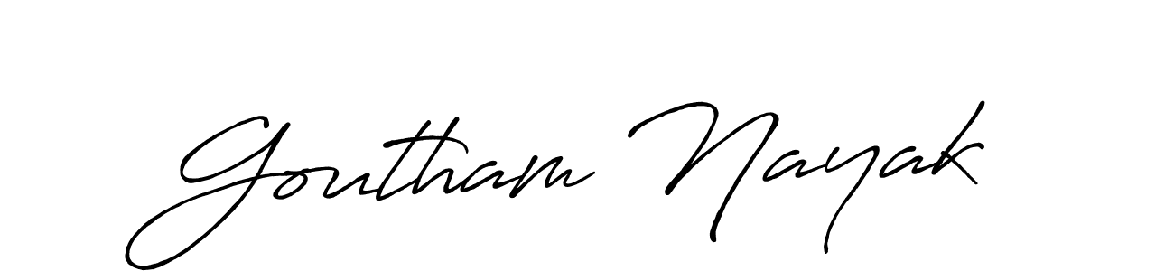 Create a beautiful signature design for name Goutham Nayak. With this signature (Antro_Vectra_Bolder) fonts, you can make a handwritten signature for free. Goutham Nayak signature style 7 images and pictures png