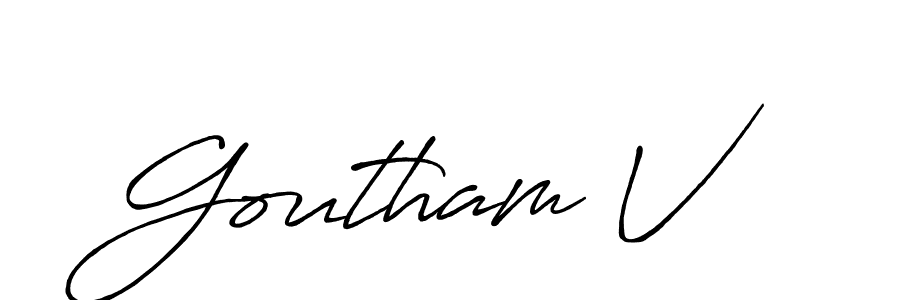 How to make Goutham V signature? Antro_Vectra_Bolder is a professional autograph style. Create handwritten signature for Goutham V name. Goutham V signature style 7 images and pictures png