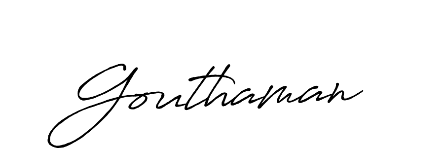 Make a beautiful signature design for name Gouthaman. With this signature (Antro_Vectra_Bolder) style, you can create a handwritten signature for free. Gouthaman signature style 7 images and pictures png