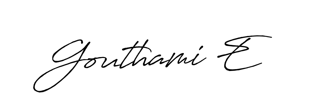 Create a beautiful signature design for name Gouthami E. With this signature (Antro_Vectra_Bolder) fonts, you can make a handwritten signature for free. Gouthami E signature style 7 images and pictures png