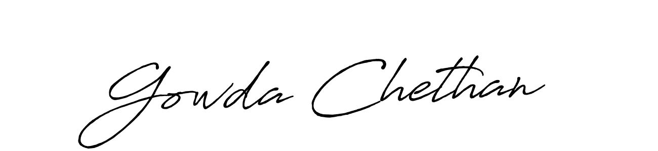 Antro_Vectra_Bolder is a professional signature style that is perfect for those who want to add a touch of class to their signature. It is also a great choice for those who want to make their signature more unique. Get Gowda Chethan name to fancy signature for free. Gowda Chethan signature style 7 images and pictures png