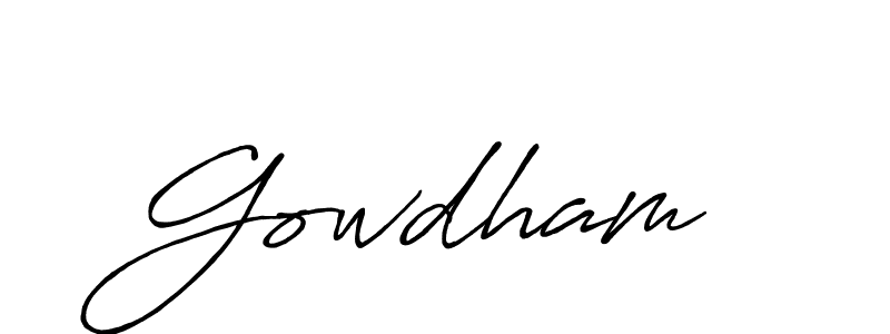 The best way (Antro_Vectra_Bolder) to make a short signature is to pick only two or three words in your name. The name Gowdham  include a total of six letters. For converting this name. Gowdham  signature style 7 images and pictures png
