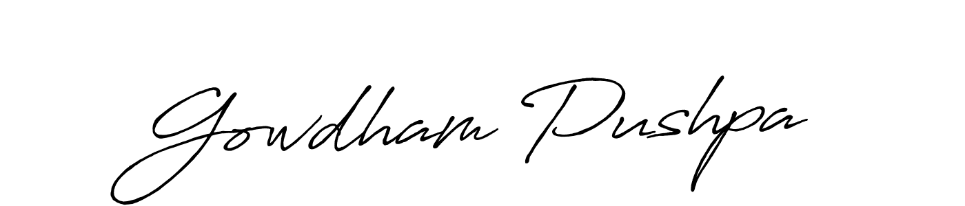 Also we have Gowdham Pushpa name is the best signature style. Create professional handwritten signature collection using Antro_Vectra_Bolder autograph style. Gowdham Pushpa signature style 7 images and pictures png