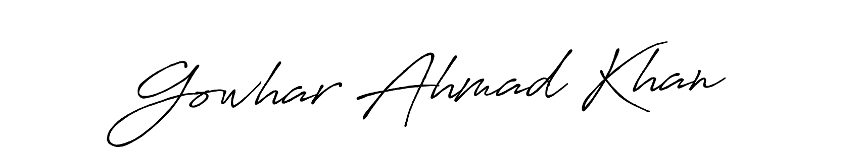 Make a beautiful signature design for name Gowhar Ahmad Khan. With this signature (Antro_Vectra_Bolder) style, you can create a handwritten signature for free. Gowhar Ahmad Khan signature style 7 images and pictures png