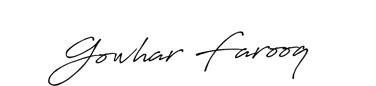 Make a beautiful signature design for name Gowhar Farooq. With this signature (Antro_Vectra_Bolder) style, you can create a handwritten signature for free. Gowhar Farooq signature style 7 images and pictures png