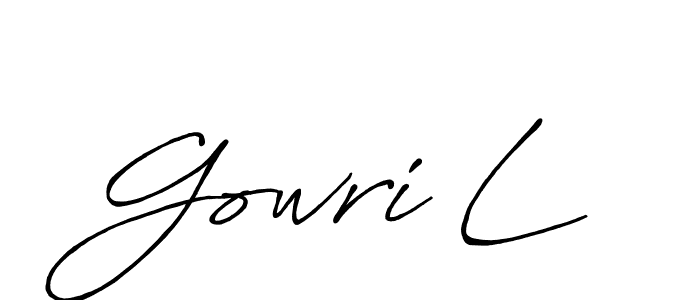 You should practise on your own different ways (Antro_Vectra_Bolder) to write your name (Gowri L) in signature. don't let someone else do it for you. Gowri L signature style 7 images and pictures png