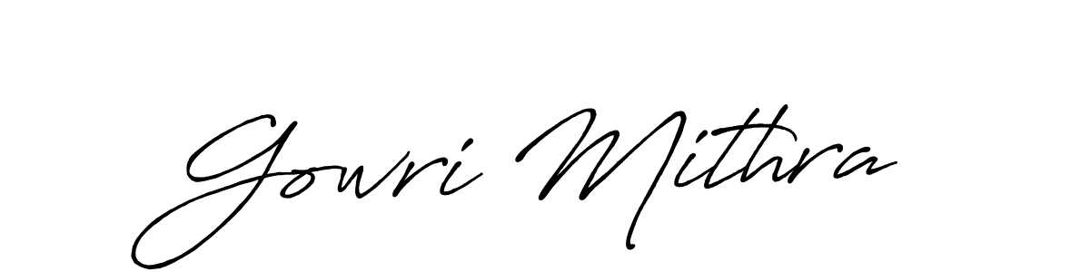 Make a beautiful signature design for name Gowri Mithra. With this signature (Antro_Vectra_Bolder) style, you can create a handwritten signature for free. Gowri Mithra signature style 7 images and pictures png