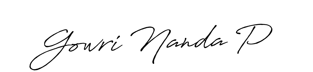 Once you've used our free online signature maker to create your best signature Antro_Vectra_Bolder style, it's time to enjoy all of the benefits that Gowri Nanda P name signing documents. Gowri Nanda P signature style 7 images and pictures png