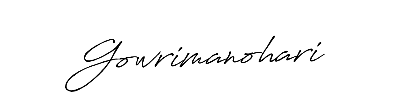 Make a beautiful signature design for name Gowrimanohari. With this signature (Antro_Vectra_Bolder) style, you can create a handwritten signature for free. Gowrimanohari signature style 7 images and pictures png