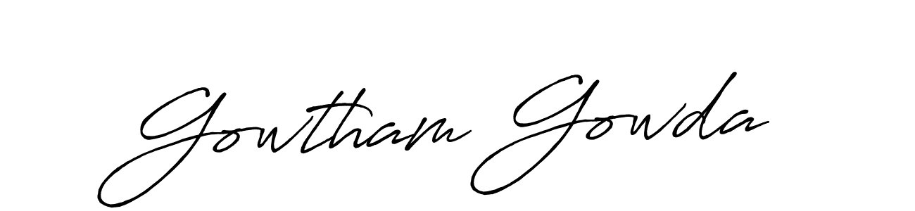 Also we have Gowtham Gowda name is the best signature style. Create professional handwritten signature collection using Antro_Vectra_Bolder autograph style. Gowtham Gowda signature style 7 images and pictures png