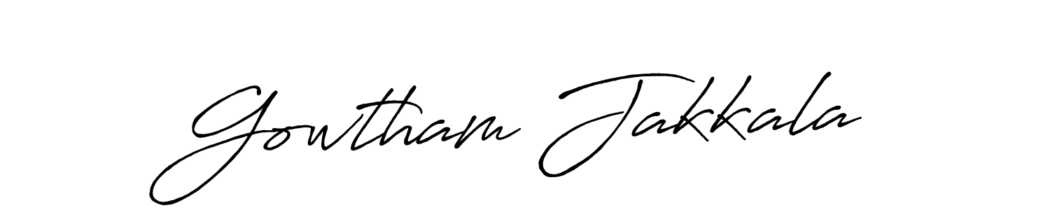 Create a beautiful signature design for name Gowtham Jakkala. With this signature (Antro_Vectra_Bolder) fonts, you can make a handwritten signature for free. Gowtham Jakkala signature style 7 images and pictures png