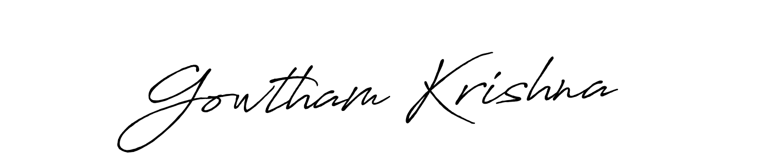 Make a beautiful signature design for name Gowtham Krishna. With this signature (Antro_Vectra_Bolder) style, you can create a handwritten signature for free. Gowtham Krishna signature style 7 images and pictures png