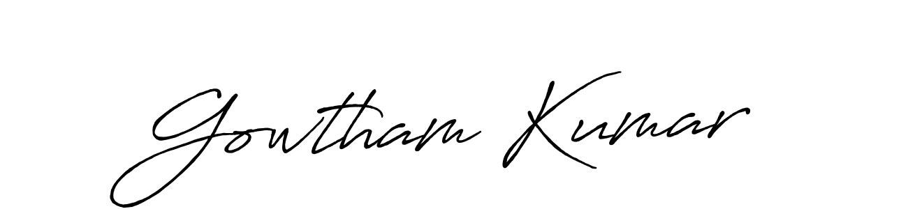 How to make Gowtham Kumar name signature. Use Antro_Vectra_Bolder style for creating short signs online. This is the latest handwritten sign. Gowtham Kumar signature style 7 images and pictures png